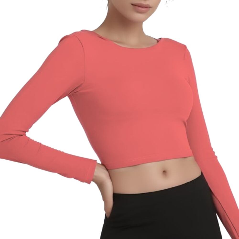 Susana Monaco Crop Top Size XL NWT Lotus Pink Long Sleeves Stretchy